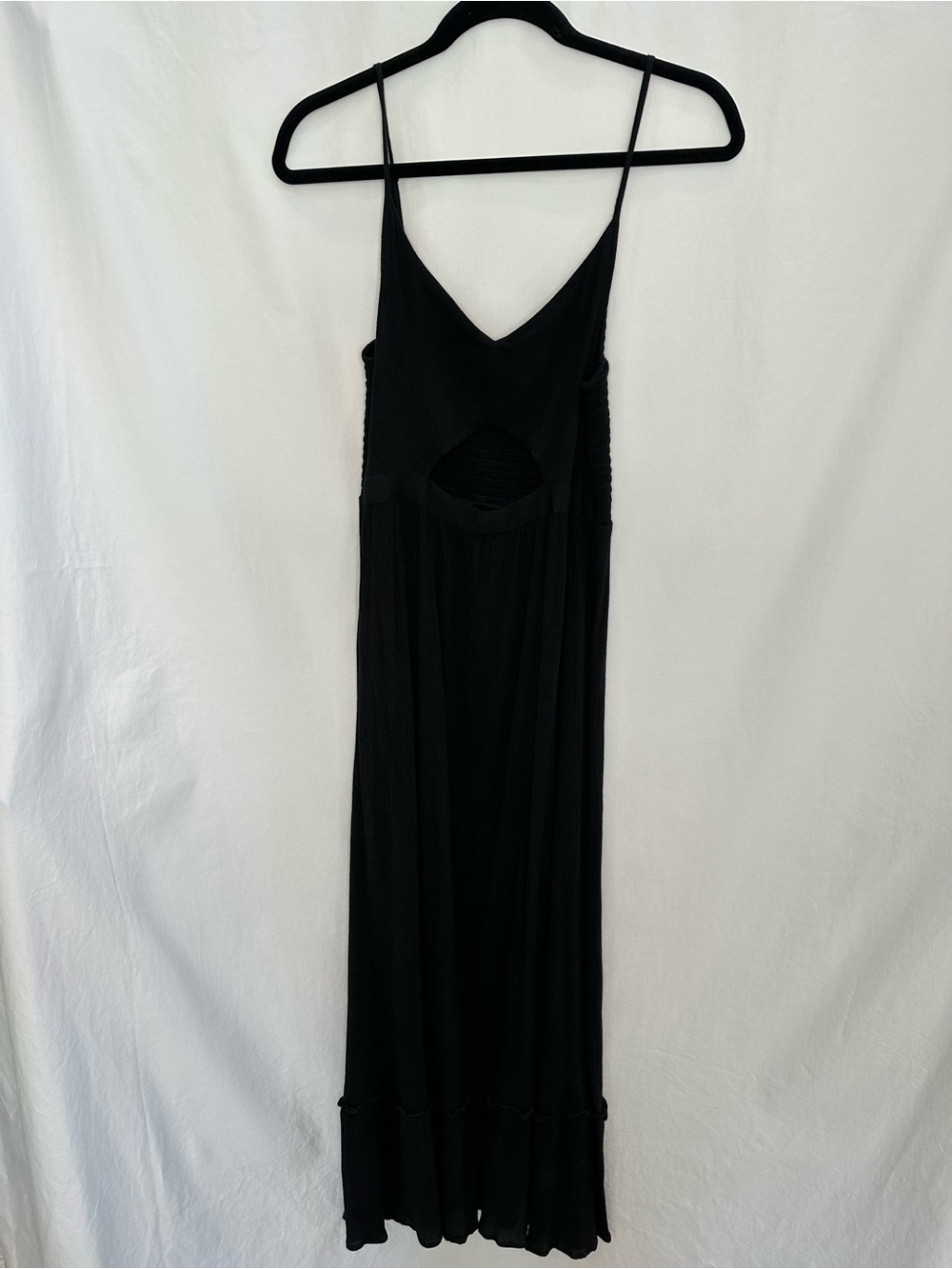 aerie Black Spaghetti Strap Maxi Dress with Cutout Detail
